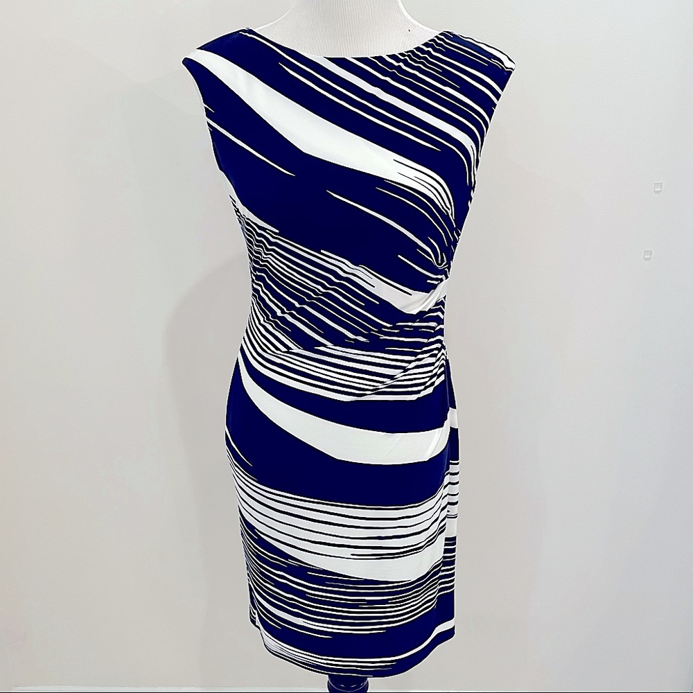 Ralph Lauren Navy & White Midi Dress Size 4